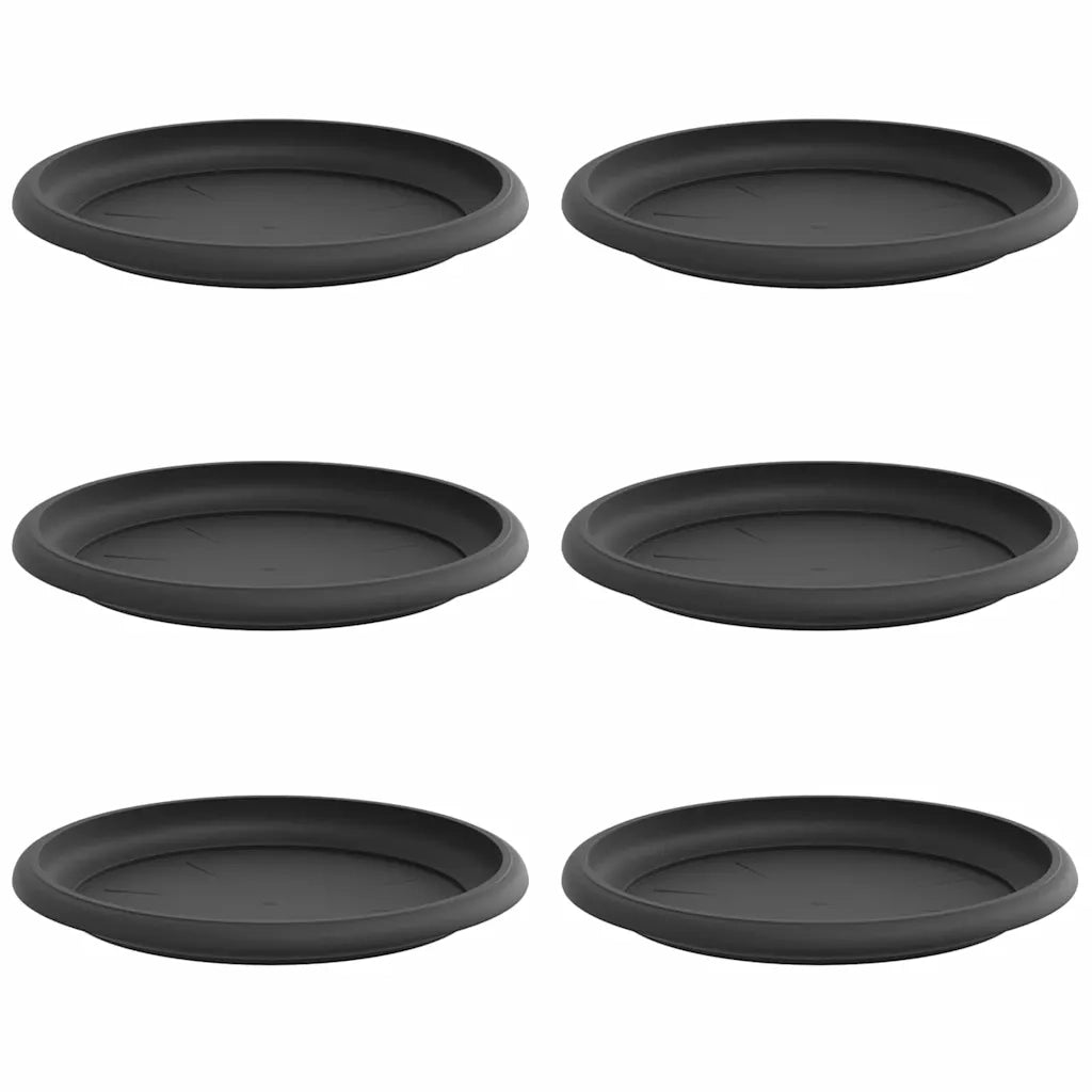 Vassoio Rotondo per Fiori 6 pcs Nero Ø 19 x 2 cm Plastica 42020309