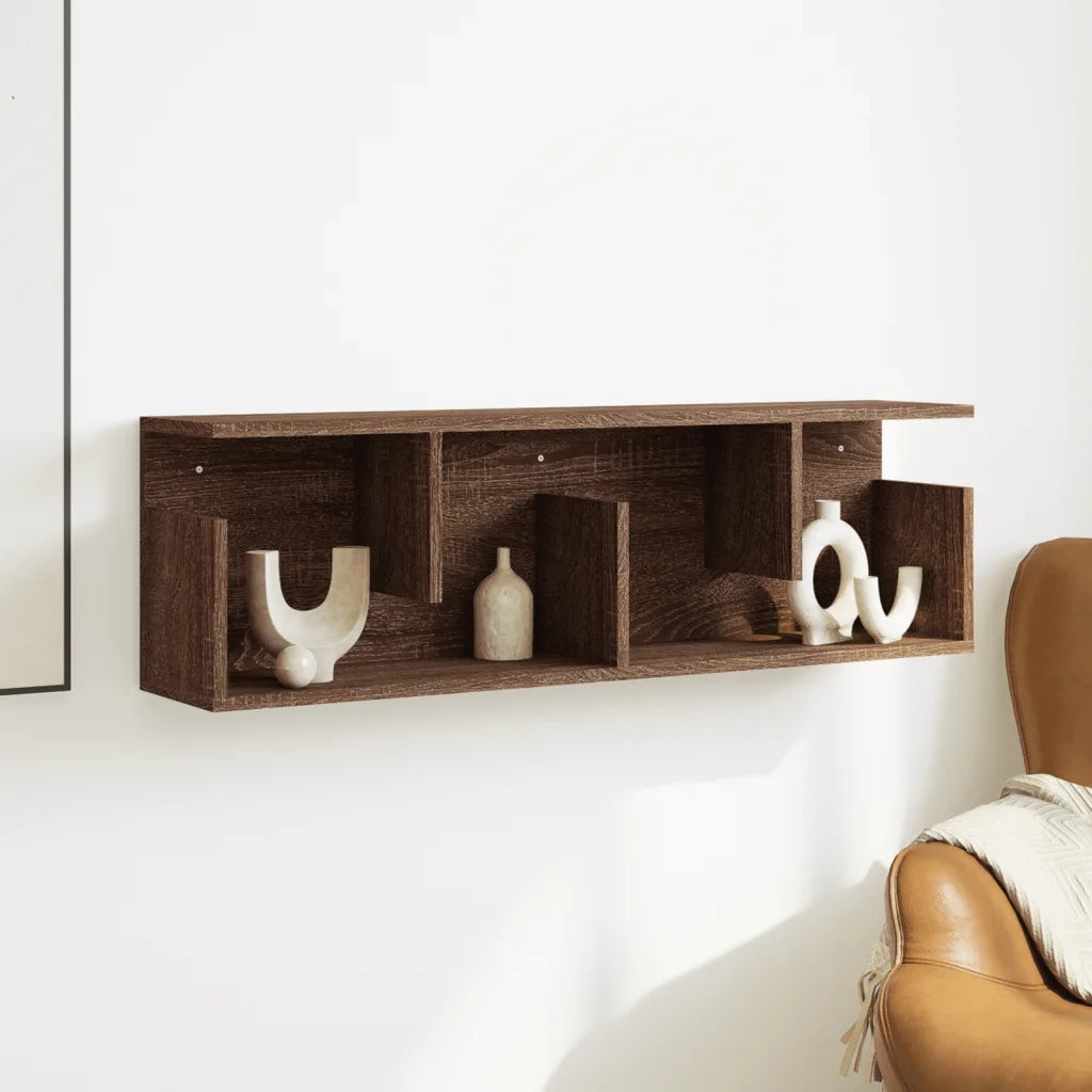 vidaXL Mobile a Parete 100x20x30cm Rovere Marrone in Legno Multistrato