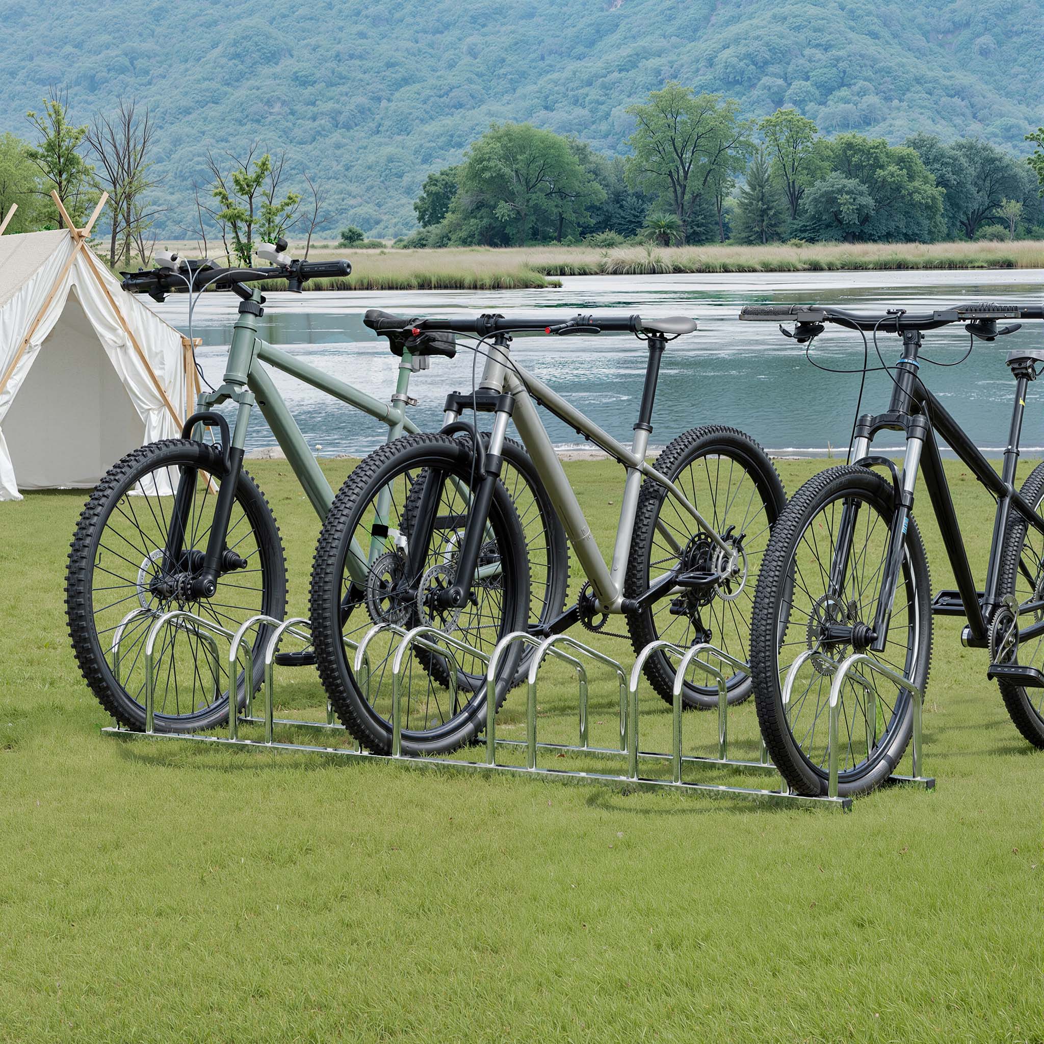 Toboli Rastrelliera per 6 biciclette Portabici in acciaio zincato per interno ed esterno Supporti