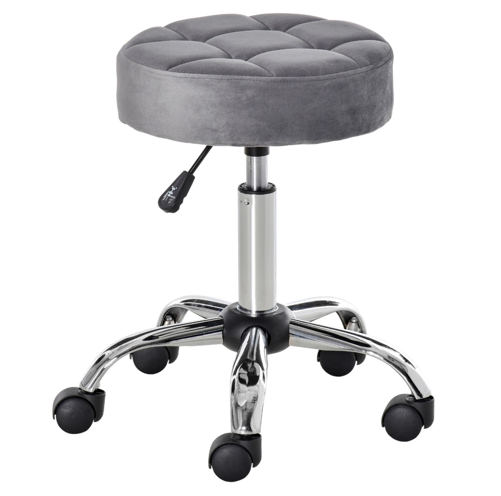 Sgabello da salone regolabile con ruote grigio chiaro