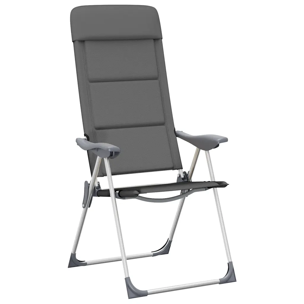 Sedie da Campeggio 2 pz in Alluminio Grigio 58x69x111 cm 44312