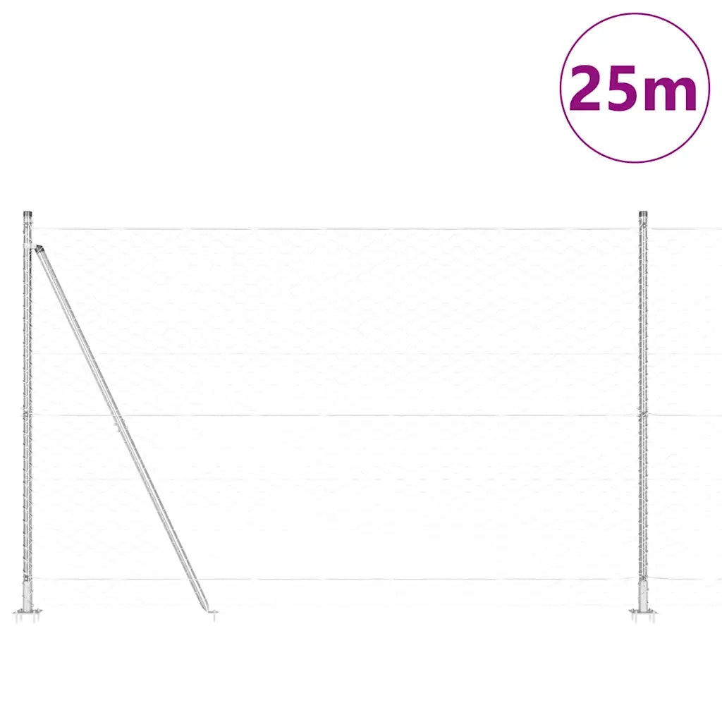 Palo della recinzione Argento 25 x 1,4 m (rete 50 mm) Acciaio
