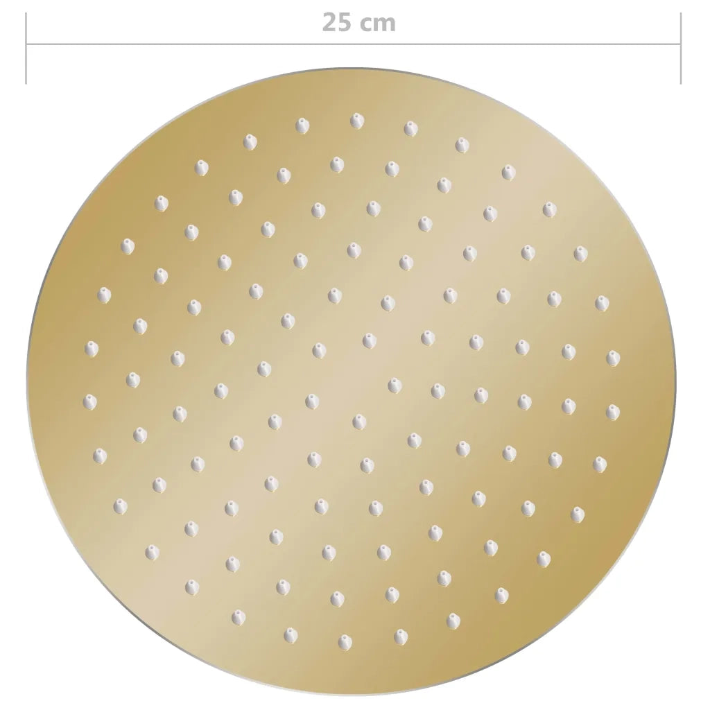 Testa Doccia a Pioggia in Acciaio Inox 25 cm Rotonda Oro