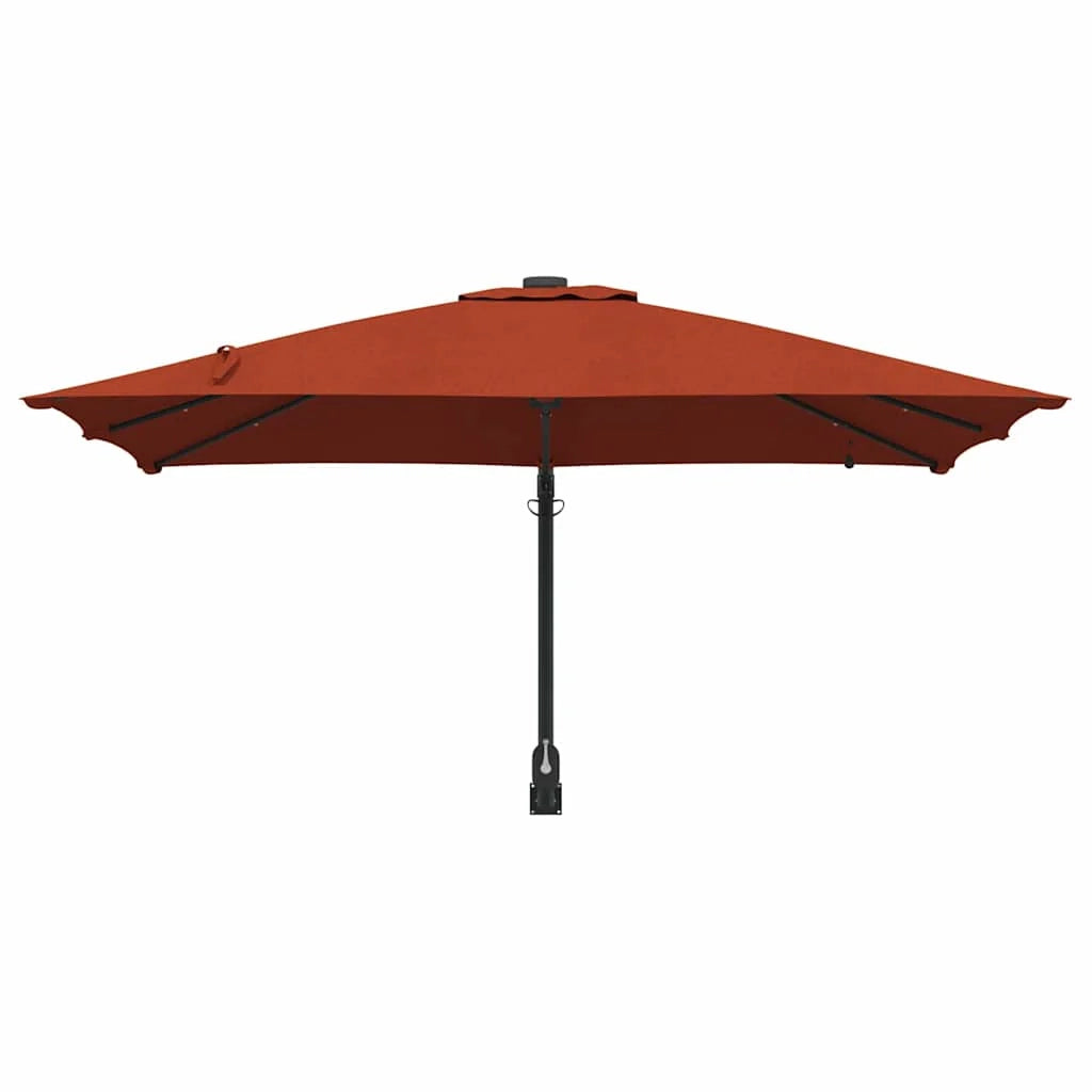 Moderno ombrellone da giardino basculante 248,5 x 247,5 x 160 cm con pratica illuminazione a LED poliestere terracotta 02_0058655