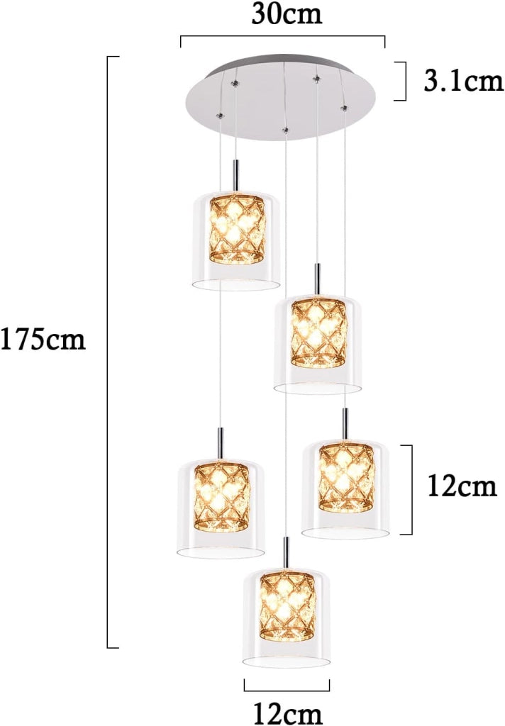 Lampada a sospensione ZMH per sala da pranzo 5 fiamme lampada a sospensione moderna vintage G9 cucina hotel