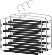 Set di appesi per abiti spazia-rendenti da 3, diverse appesi metallici con imbottitura anti-slip, appesi per cinturoni girevoli per 5 jeans ciascuno - adatto per pacchi, pantaloni, sciarpe e cravatte CRI041BK