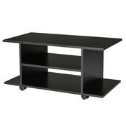 Mobile TV Moderno con Ripiani,Mobiletto Porta TV da 42" con Ruote Girevoli a Freni,2 Piccolo Ripiani Laterali,80x40x40 cm,Nero