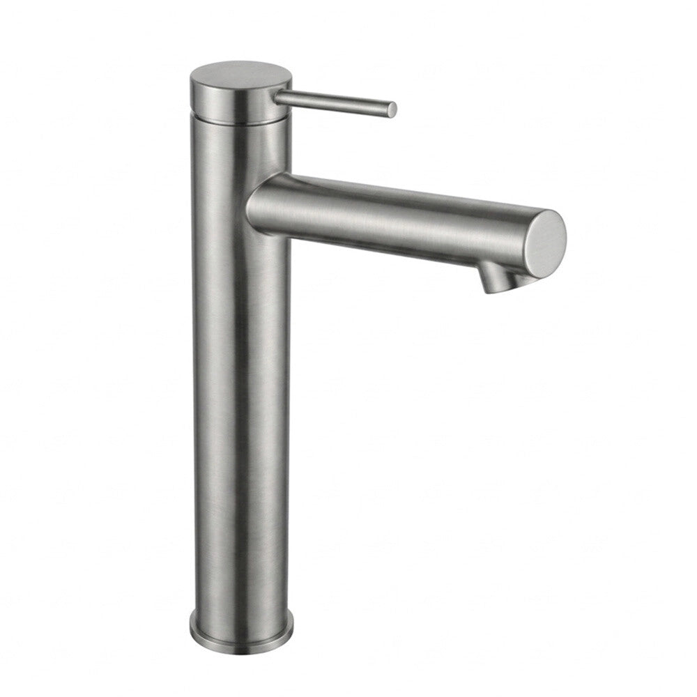 Set miscelatori lavabo alto e bidet spazzolato grigio in ottone con leva monocomando slim Alba