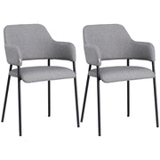 EASYCOMFORT  Set da 2 Sedie Imbottite Moderne in Tessuto con Braccioli e Gambe in Acciaio, 54x54x84cm, Grigio