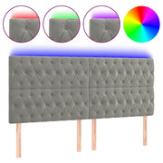 Testiera | Testata a LED Grigio Chiaro 200x7x118/128 cm in Velluto
