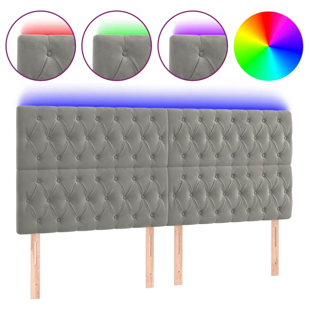 Testiera | Testata a LED Grigio Chiaro 200x7x118/128 cm in Velluto