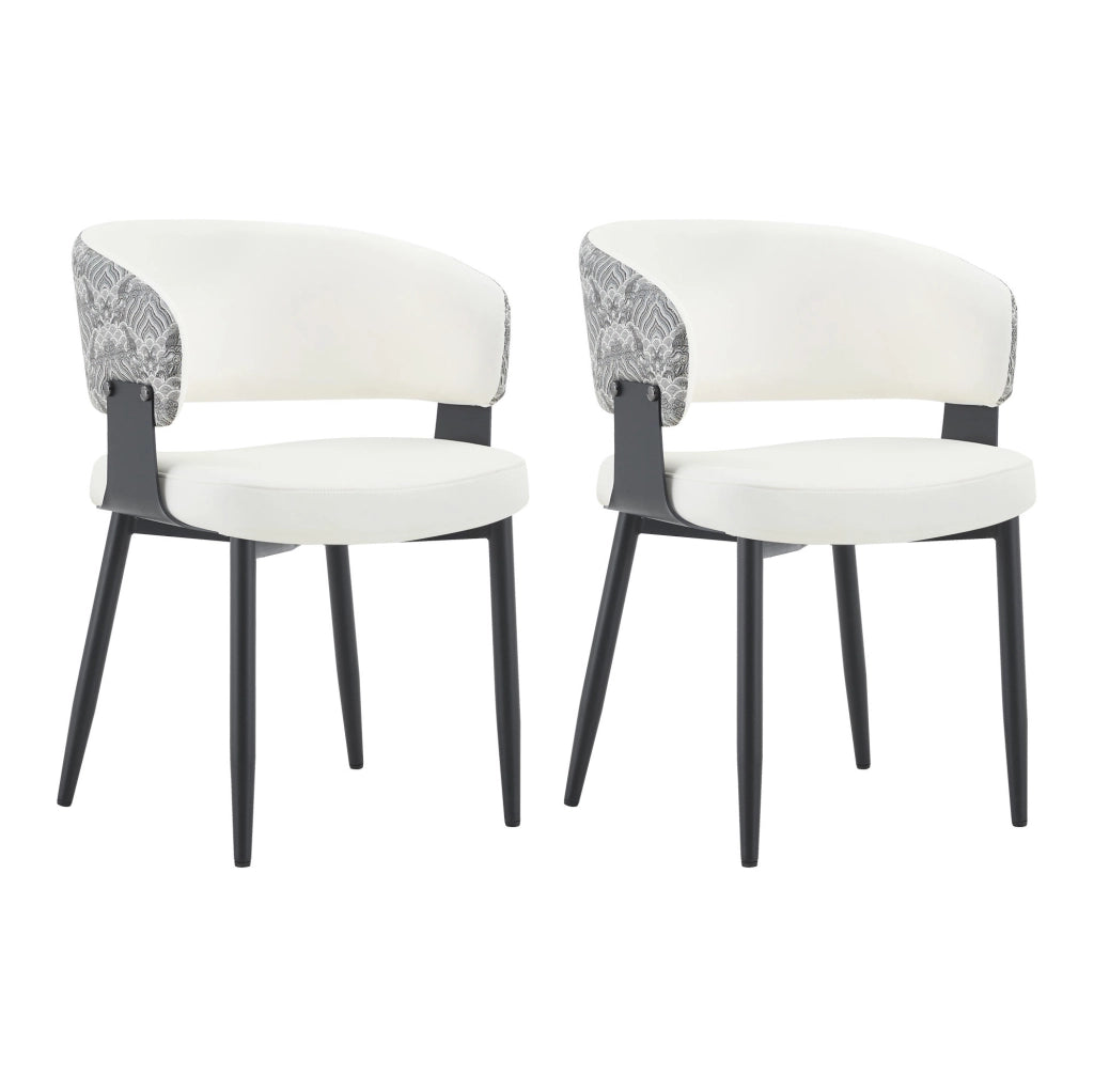 Sedia da pranzo 96x59.5x40 cm con schienale ergonomico e braccioli in PU bianco e nero