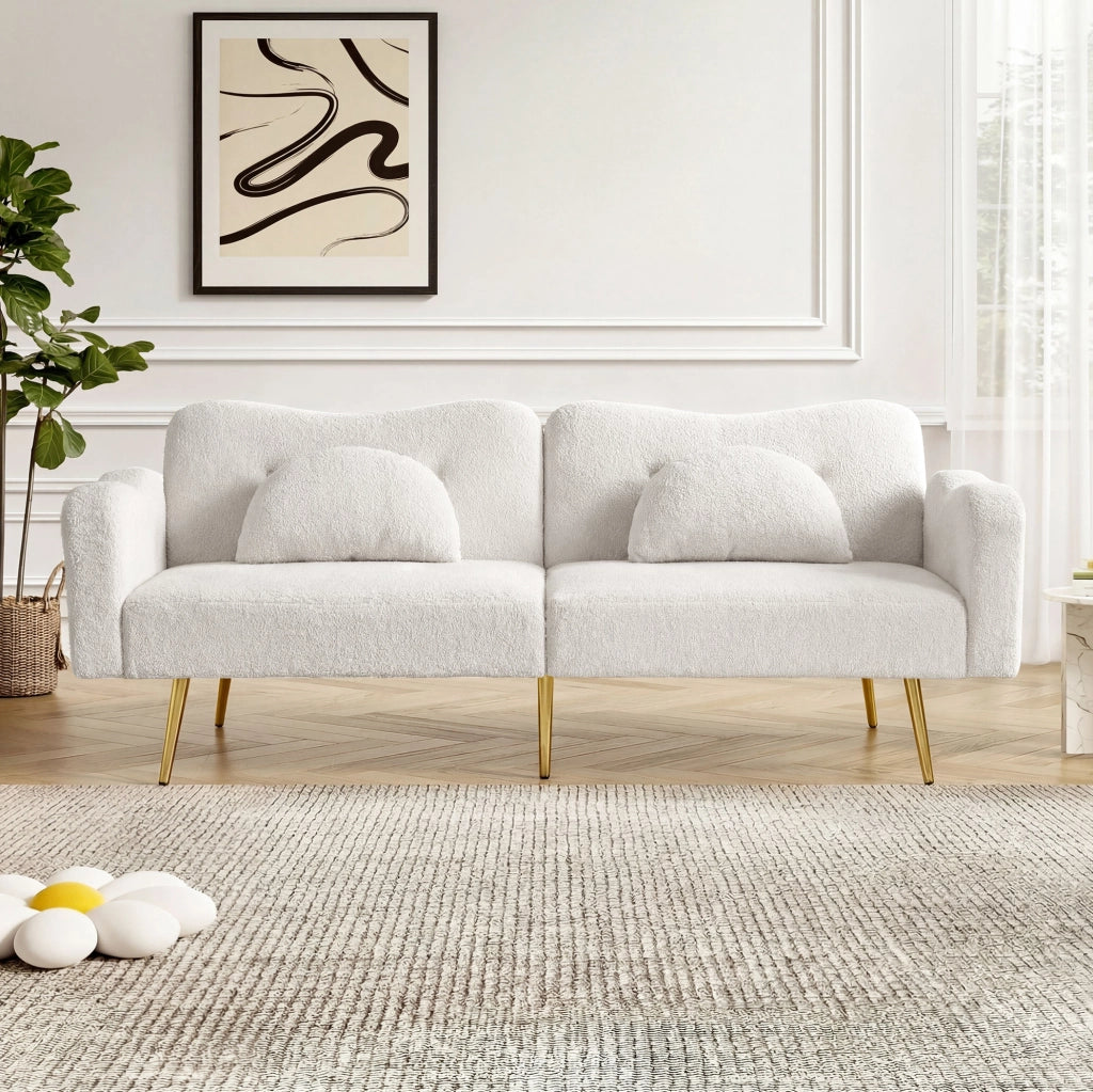 Divano letto 2 posti con schienale reclinabile a 3 posizioni; 155x85;5 cm; bianco
