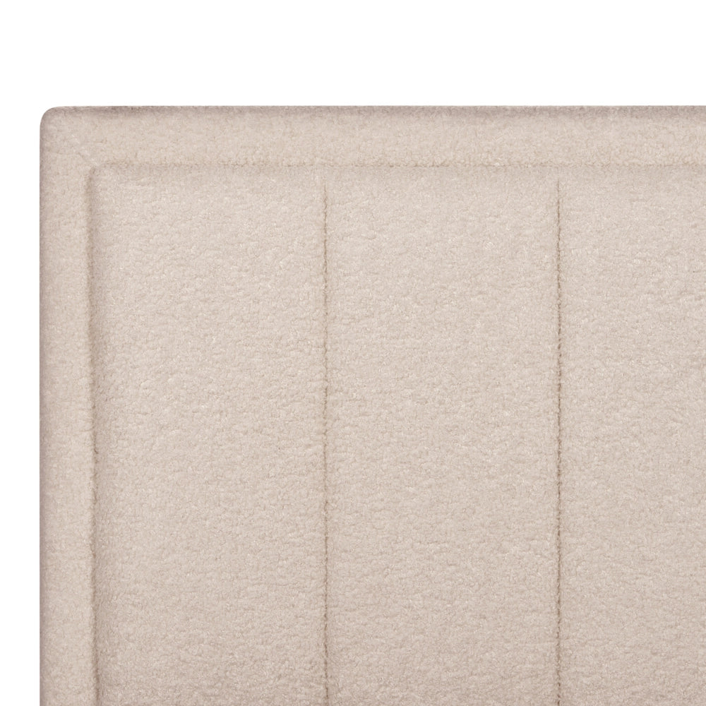 Letto Ottomano Beige Boucle 180x200 cm Struttura imbottita con Testiera