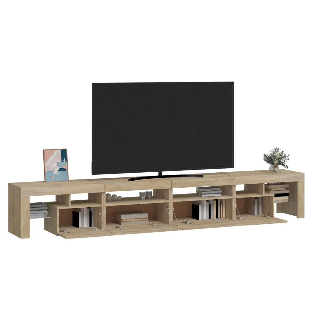 Mobile Porta TV con Luci LED-Credenza TV Rovere Sonoma 260x36,5x40 cm