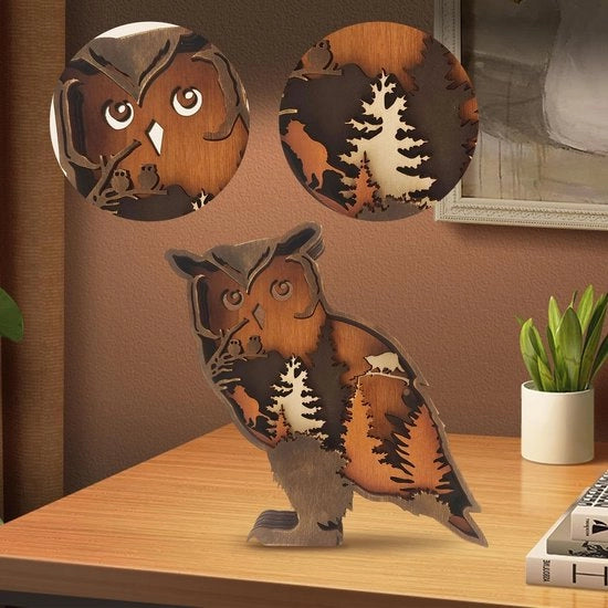 Decorazione 3D di animali in legno, sculture ornamentali in legno sintetico, bos d'animali in legno, graviure, pannelli di legno per decorazioni, artigianato, hobby, per ufficio, per casa, per desktop, decorazioni per Natale e Capodanno. (Uomo d'orso)