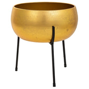 Fioriera con supporto in metallo dorato 25x25x27,5h