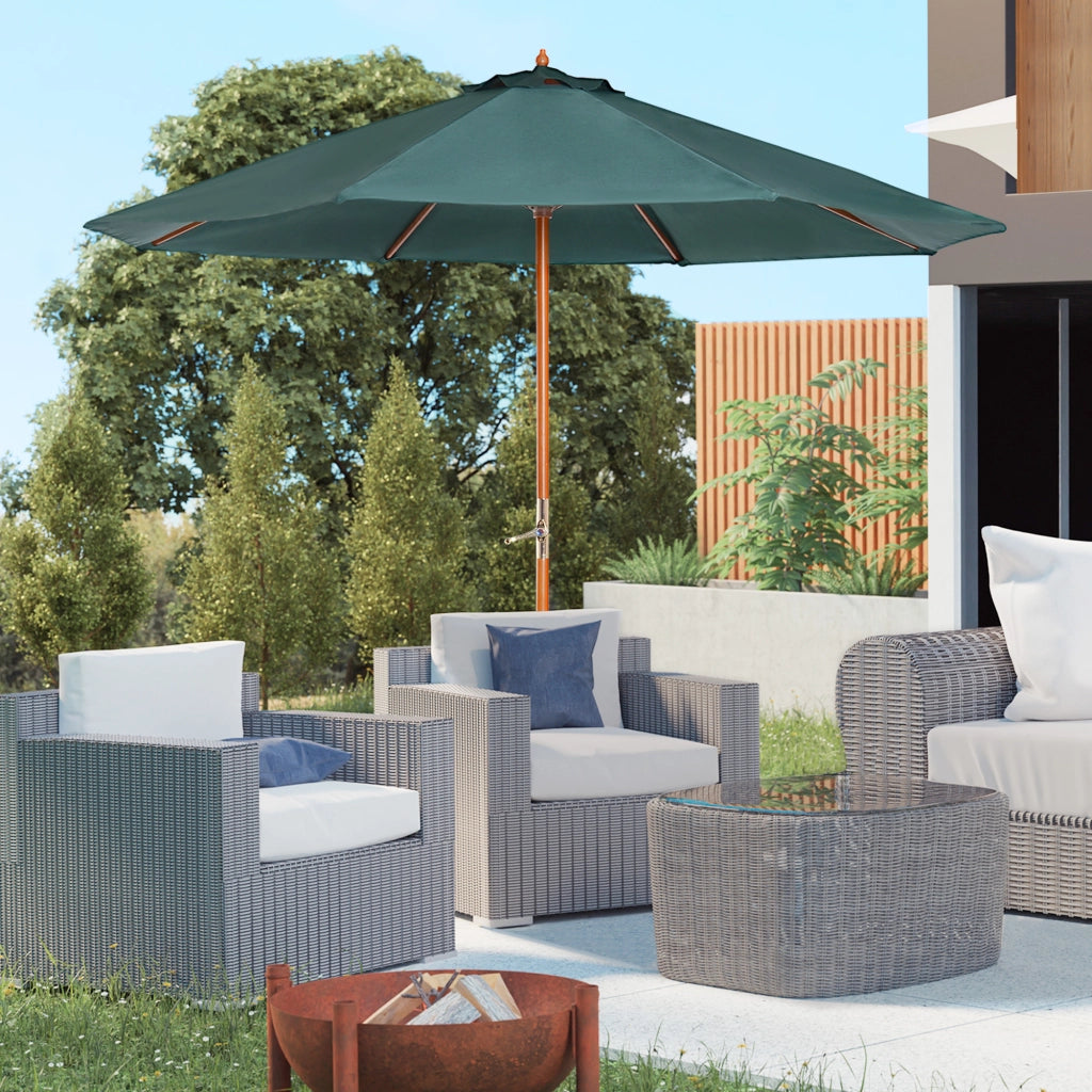 Ombrellone da giardino in legno ¨C zephmum ¨C 2.5m verde scuro
