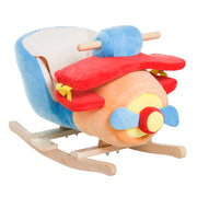EasyComfort Cavallo a Dondolo a Forma di Aeroplano per Bambini di Età Superiore a 18 Mesi, Cacalluccio a Dondolo con Musica Incorporata in Legno Alamo, Max:60kg 60x33x45cm