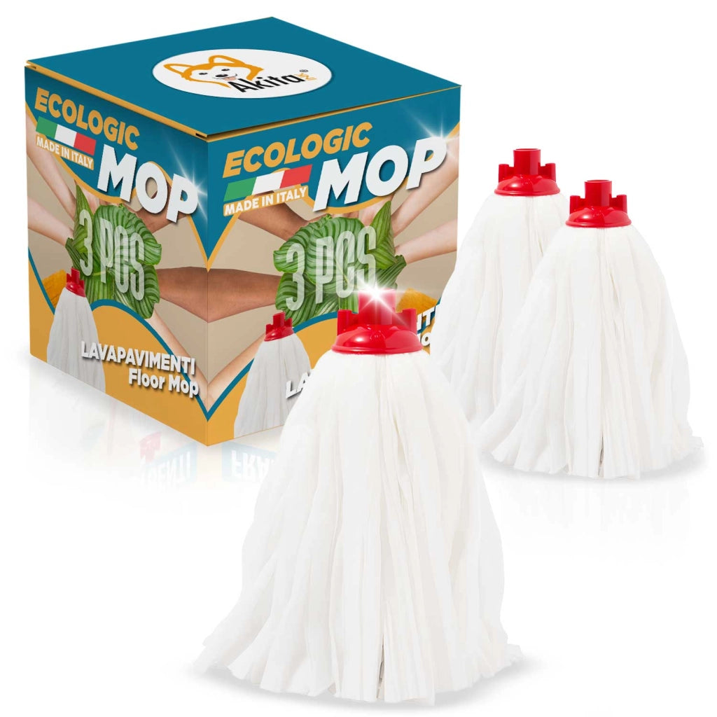 Akitaink Set 3 Mop Microfibra Ecologic Assorbenti