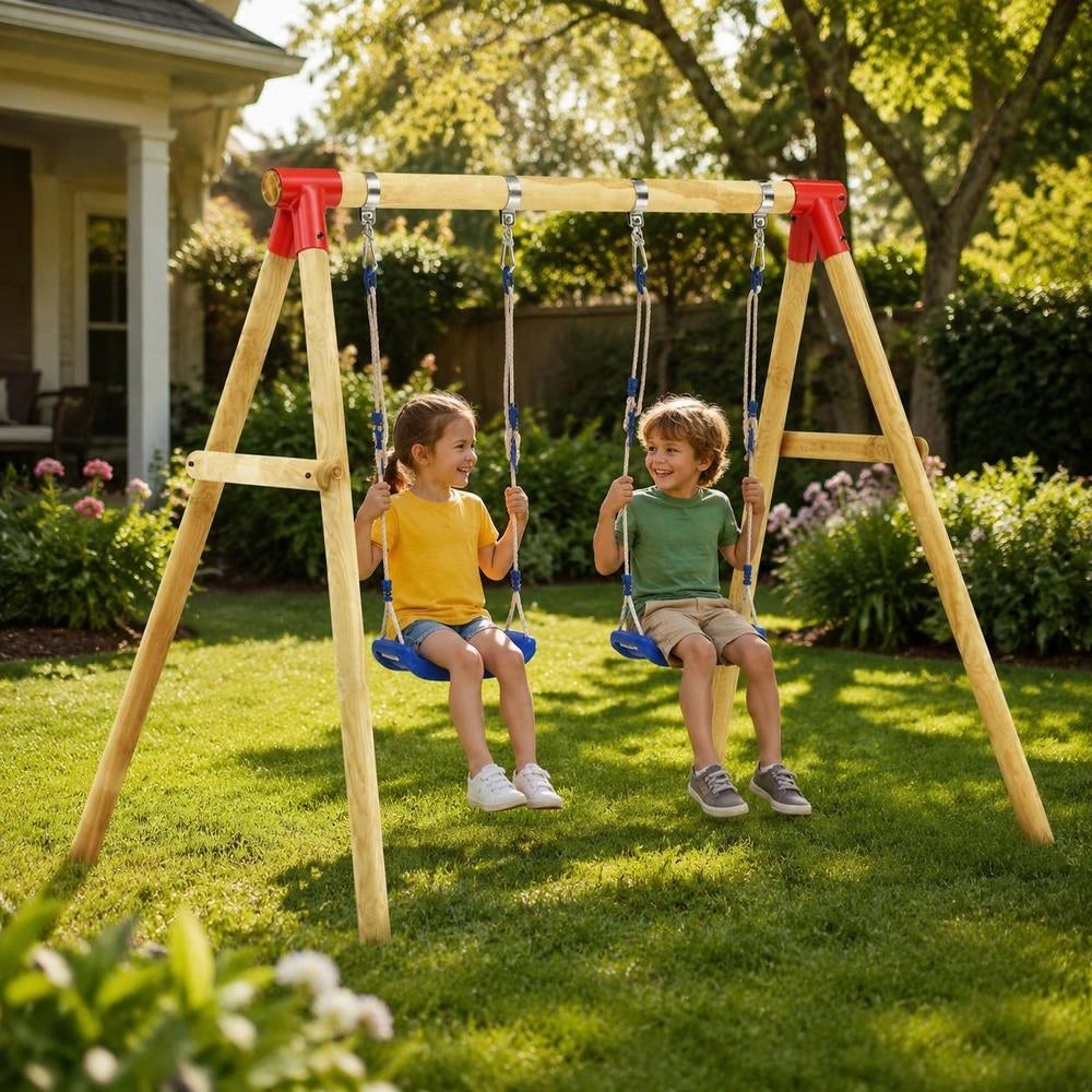 Swing Set 230x130x166 Cm Pine Wood