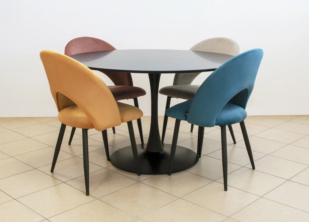 Sedia da pranzo imbottita in velluto giallo senape - Zoe (2 pz) - SD32ZOPM