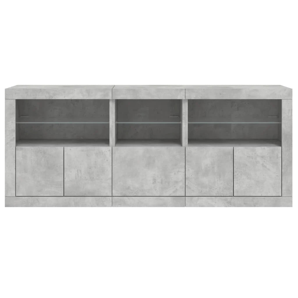 Buffet credenza cassettiera armadio mobile contenitore organizer per cucina soggiorno salotto con luci LED 162 x 37 x 67 cm grigio 02_0029980