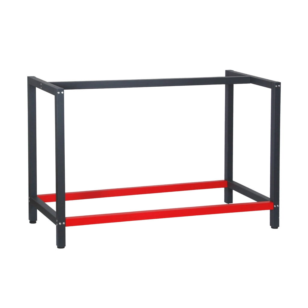 Telaio per banco da lavoro in acciaio antracite-rosso, gambe per banco da lavoro, telaio per tavolo 125 x 57 x 81 cm