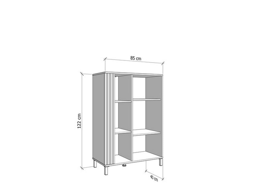 Mobile Espositore Orune, Vetrina 4 Ripiani, 85x40x122h cm Marrone Rovere Nodi