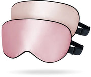 Set di 2 maschere per occhi adattabili, maschera per occhi in seta 100% per uomo e donna, set unisex per uso domestico o di viaggio, rosa + arancione rosato