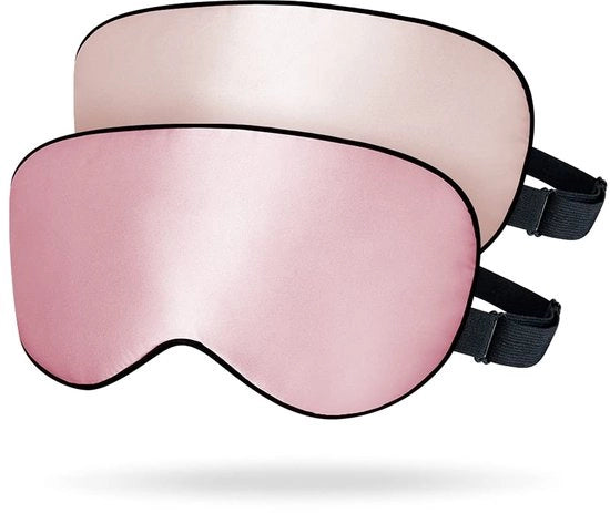 Set di 2 maschere per occhi adattabili, maschera per occhi in seta 100% per uomo e donna, set unisex per uso domestico o di viaggio, rosa + arancione rosato