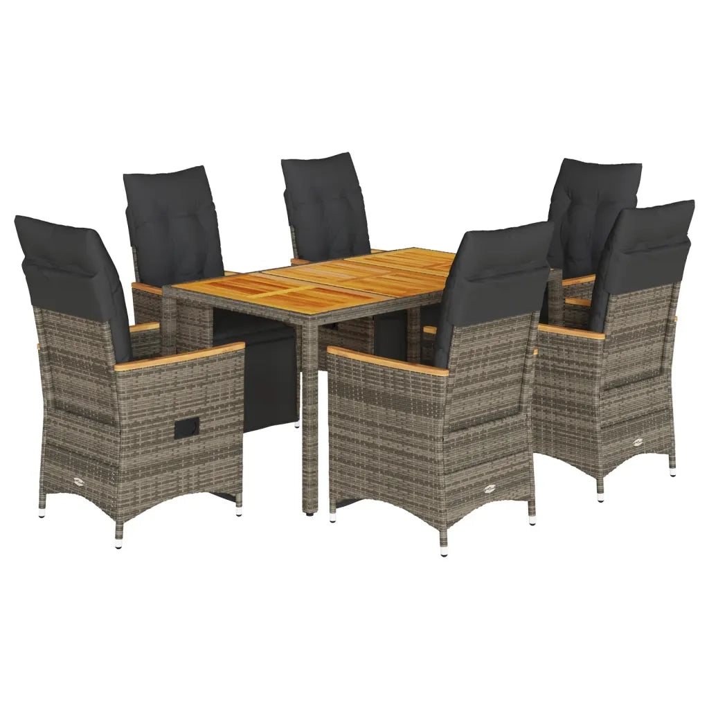 Set Bistrò da Giardino 7 pz con Cuscini in Polyrattan Grigio 3276970
