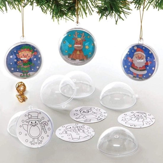 Pacchetto di 8 palline di Natale in Diverse Colori, Attrezzi per la Creatività per Bambini, Adatto per Scuola e Casa