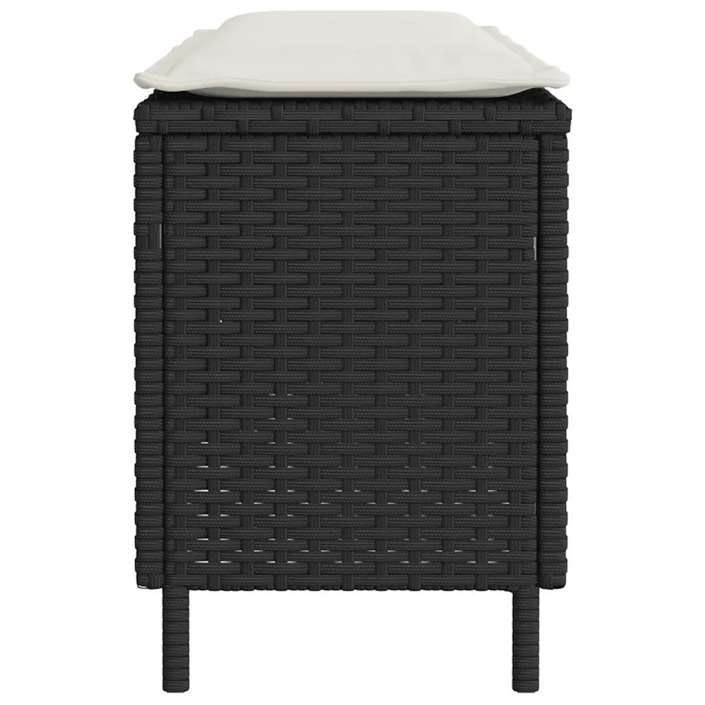 Panchina da Giardino | Panca da Giardino con Cuscino Nera 110x30x40,5 cm in Polyrattan