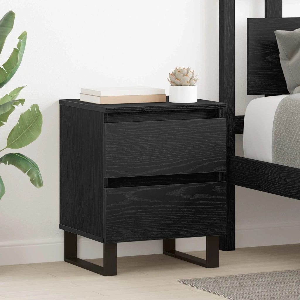 Armadio da Notte con cassetto 2 pcs Rovere Nero 40 x 35 x 50 cm 881919