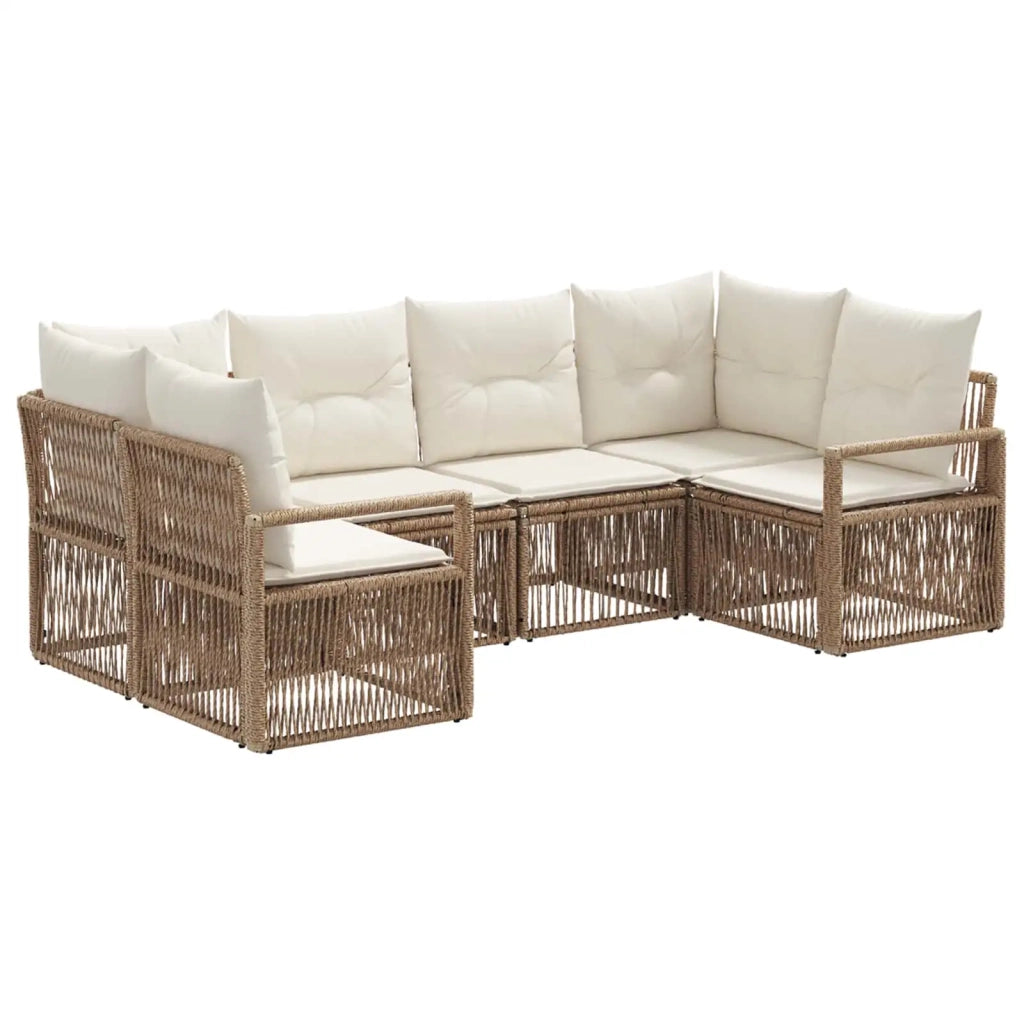 Set Divano da Giardino 6 pz 6-Numero di posti Beige polyrattan 3435810
