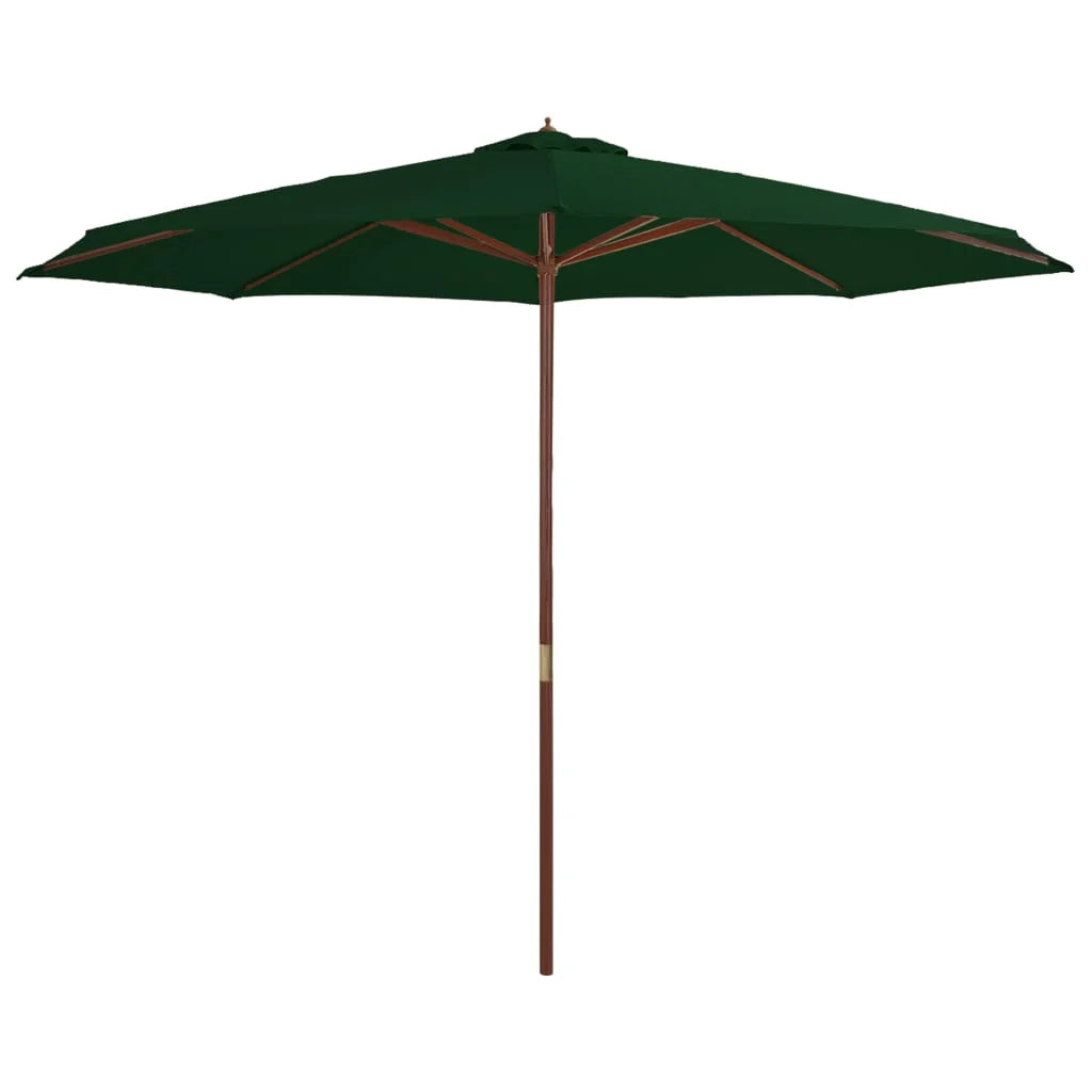Ombrellone con palo in legno 350 cm verde 02_0008131