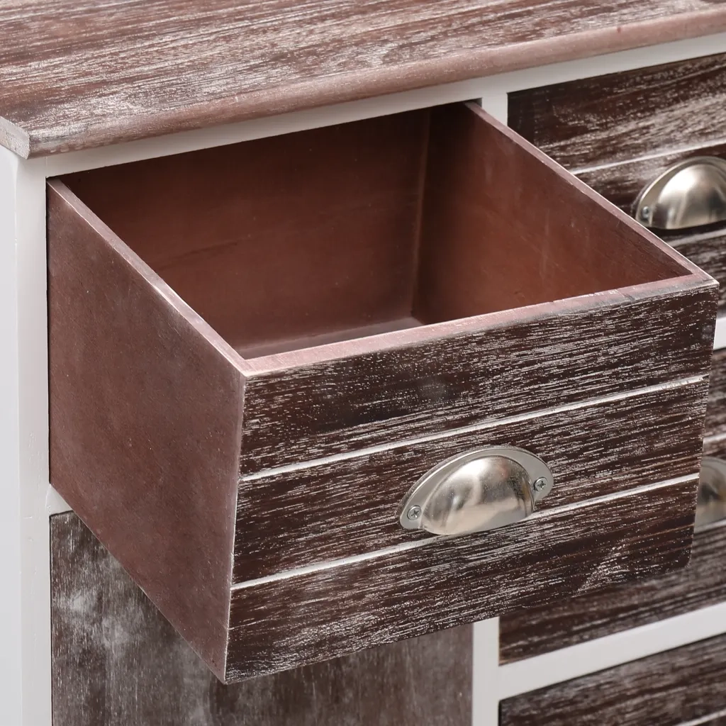 Credenza con 10 Cassetti Marrone 113x30x79 cm in Legno 284174