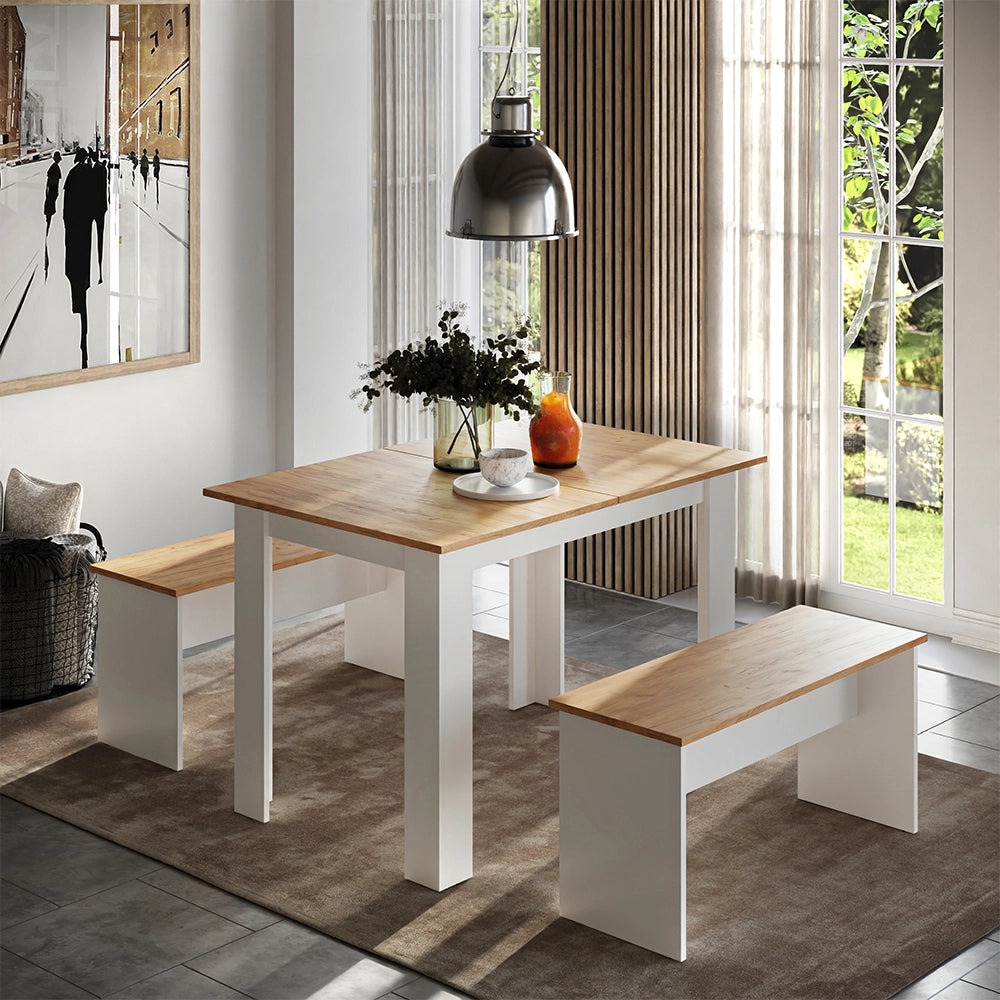Vicco Gruppo panca ad angolo Rovere bianco/dorato 112 x 73.6 cm con 2 panche