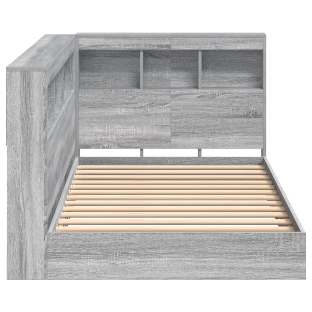 Letto con libreria Grigio Sonoma 100x200 cm Legno ingegnerizzato