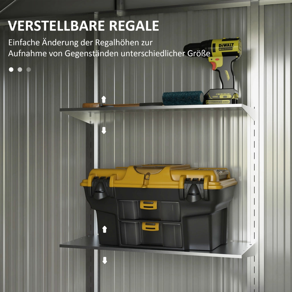 ARMADIO DA GIARDINO 238x132x198,5 cm Acciaio Grigio Scuro