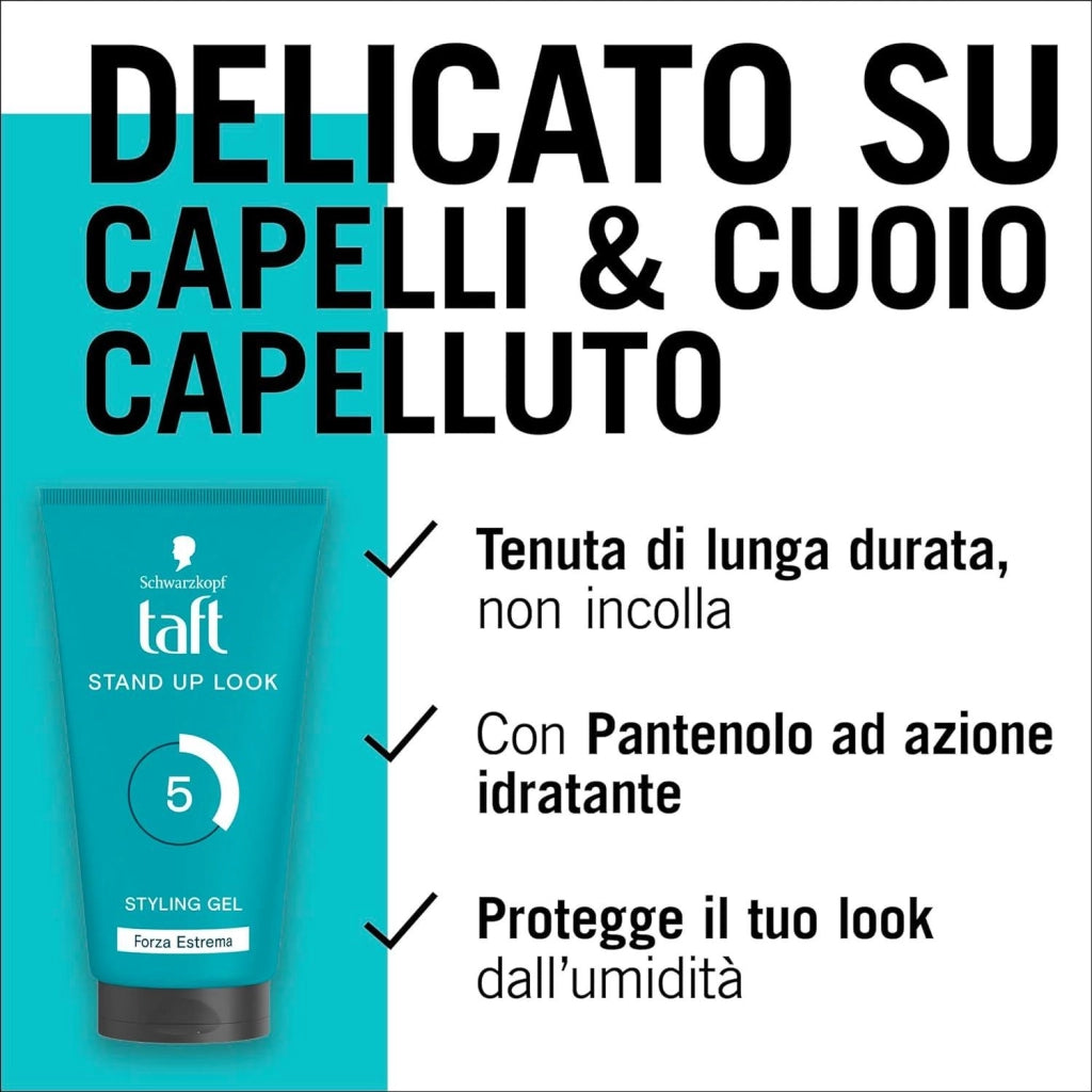 SCHWARZKOPF GEL N 5 PER CAPELLI TAFT STYLING STAND UP LOOK  UOMO E DONNA A LUNGA DURATA 150 ML
