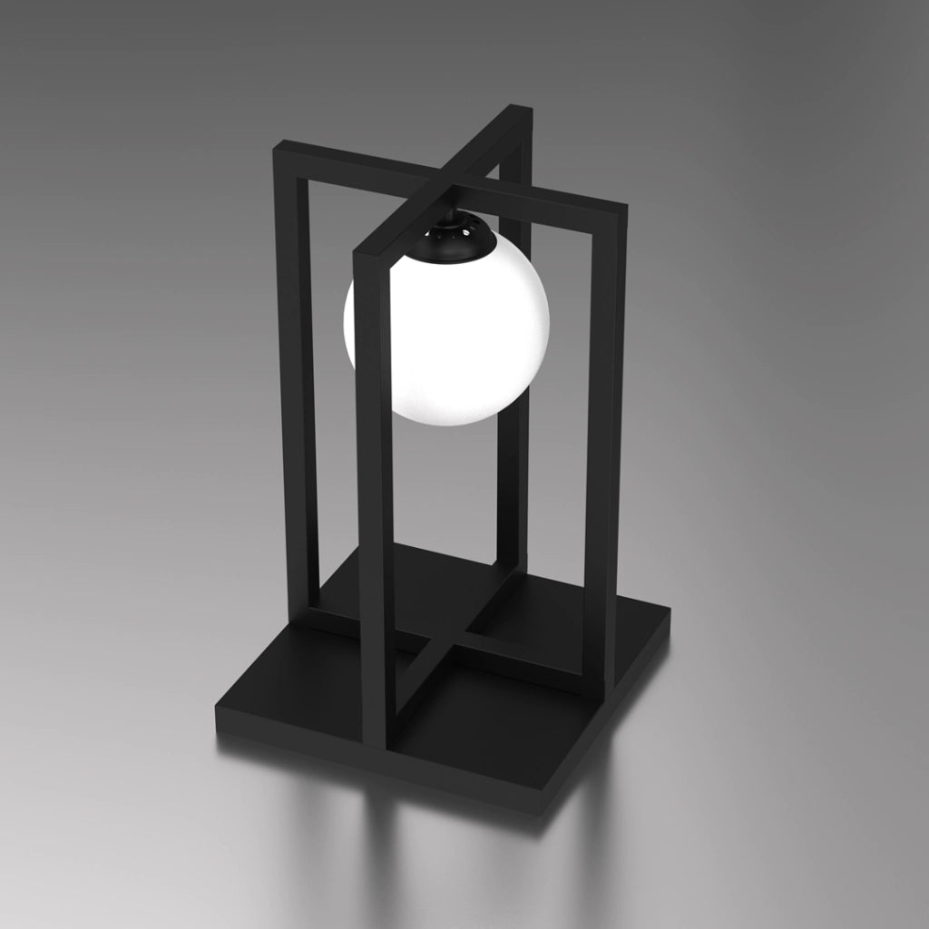 Lampada tavolo loft nera sfera vetro Diego Milagro E14