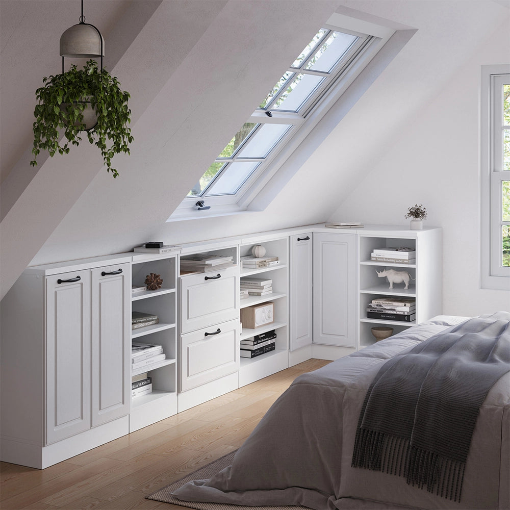 Mobile cucina angolare per sottotetto R-Line Bianco rustico/Bianco 75.6 cm con 1 porta Vicco