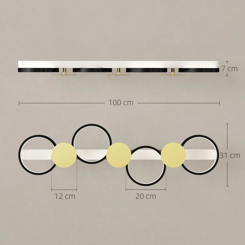 Plafonnier LED 4 Luci ¨C zephmum ¨C Dor¨¦ Nero 100x31x7cm