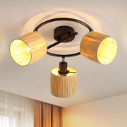 ZMH Faretto da soffitto a 3 luci E14 Nero Naturale Lampada da soffitto Carta Soggiorno