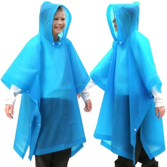 Regalo di Pioggia per Bambini - 2 Set di Poncho Reutilizzabili - Impermeabile - Cappuccio - Materiale PEVA - Adatto per 100-150 cm