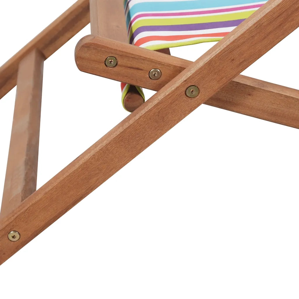 Sdraio da Spiaggia Pieghevole Telaio Legno Tessuto Multicolore CFW3129972