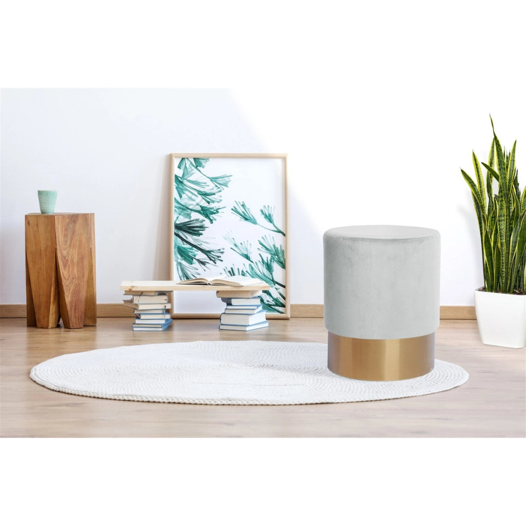 Pouf contenitore Nano in velluto rosa antico e base dorata
