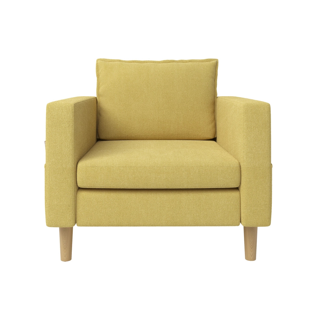 POLTRONA Relax 71x68x82 cm Chenille Senape con tasche laterali